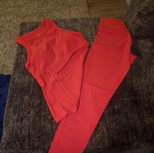 Vibrant Red Sleeveless Top and Pants Set